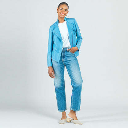 Liquid Leather™ Signature Jacket - Sky Blue - Limited Sizes | Clara Sunwoo Top Pick