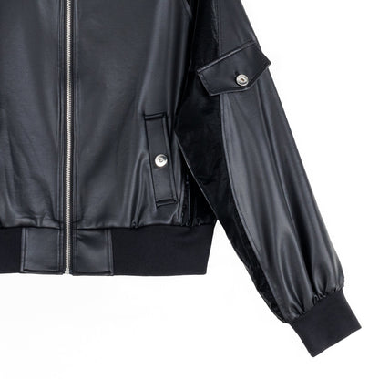 Liquid Leather™ + Vinyl Panel Varsity Bomber Jacket - Black - Final Sale | Clara Sunwoo Discount