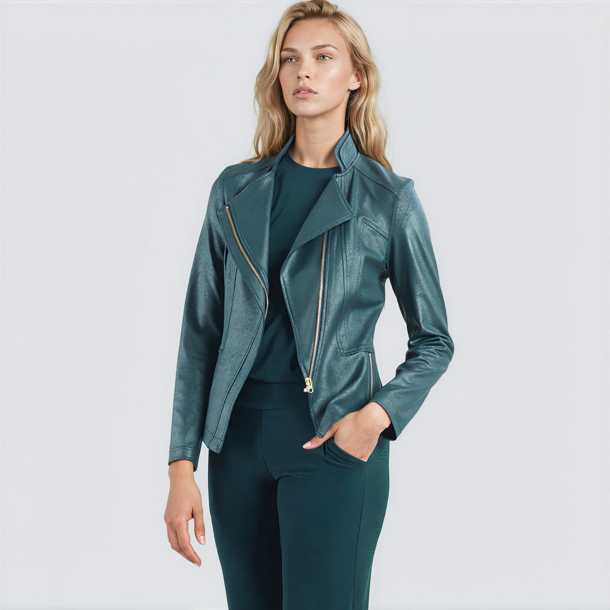 Liquid Leather™ Signature Jacket - Hunter Green | Clara Sunwoo Customer Favorite