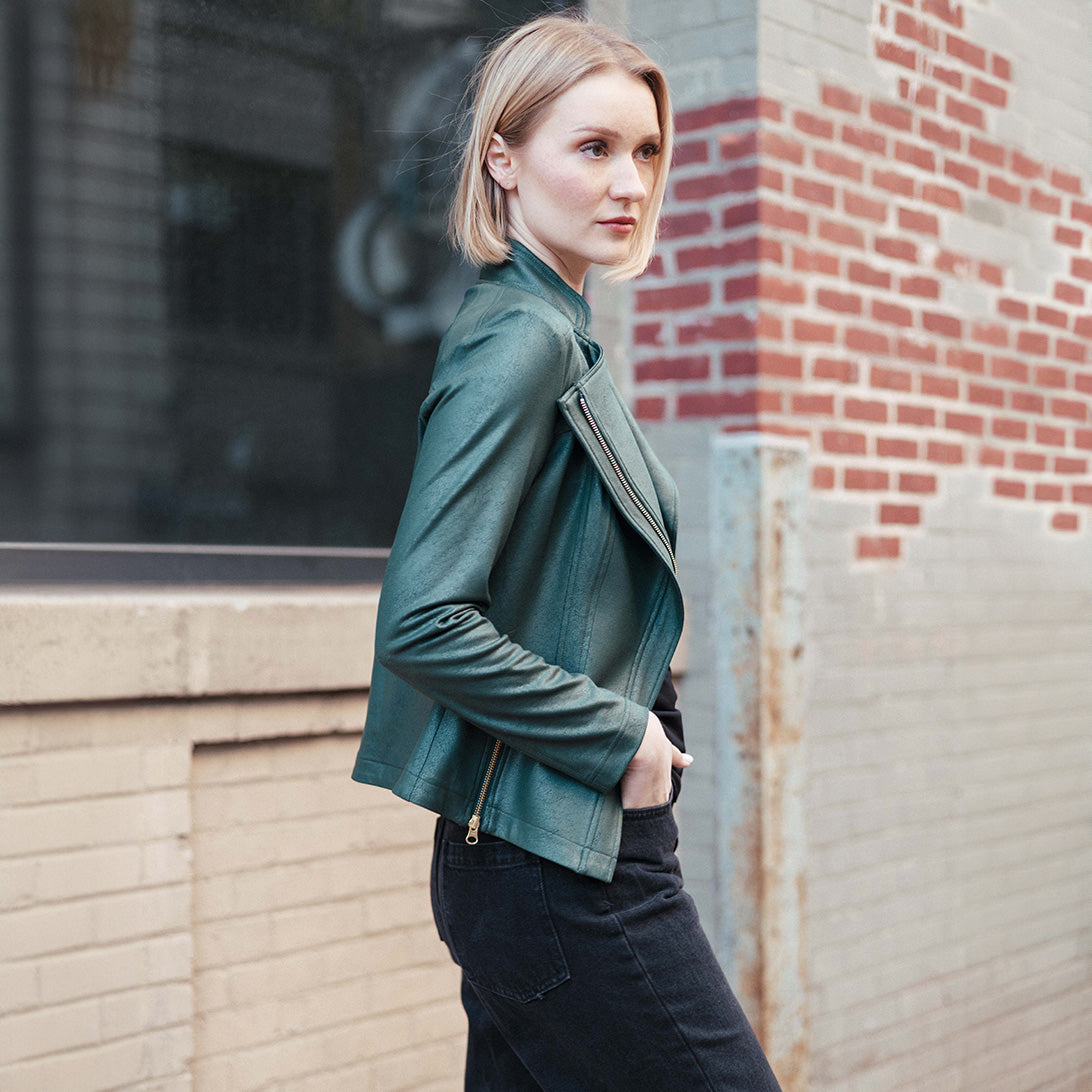 Liquid Leather™ Signature Jacket - Hunter Green | Clara Sunwoo Customer Favorite