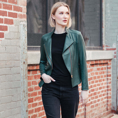 Liquid Leather™ Signature Jacket - Hunter Green | Clara Sunwoo Customer Favorite