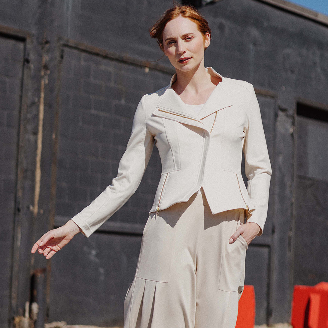 Liquid Leather™ Signature Jacket - Ivory | Clara Sunwoo Signature