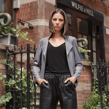 Liquid Leather™ Signature Jacket - Charcoal - Limited Sizes | Clara Sunwoo Trusted