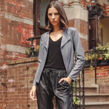 Liquid Leather™ Signature Jacket - Charcoal - Limited Sizes | Clara Sunwoo Trusted