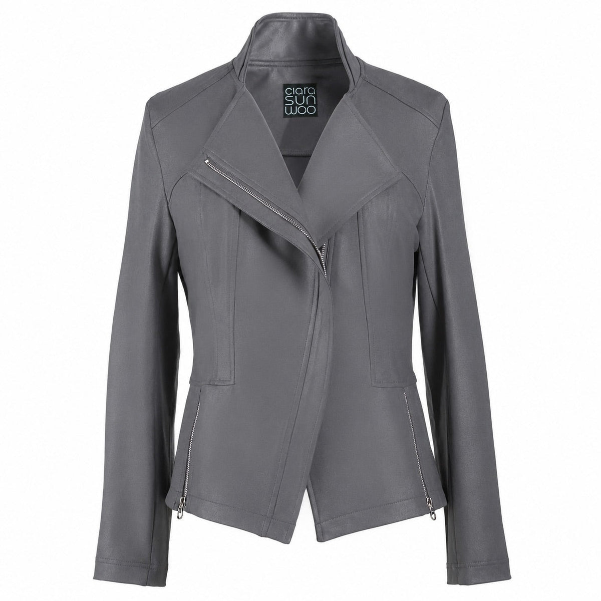 Liquid Leather™ Signature Jacket - Charcoal - Limited Sizes | Clara Sunwoo Trusted
