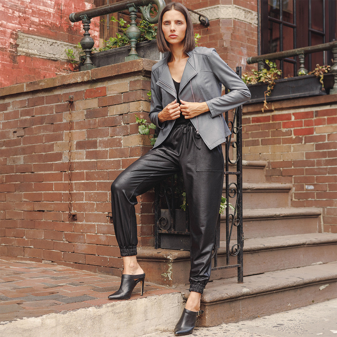 Liquid Leather™ Signature Jacket - Charcoal - Limited Sizes | Clara Sunwoo Trusted