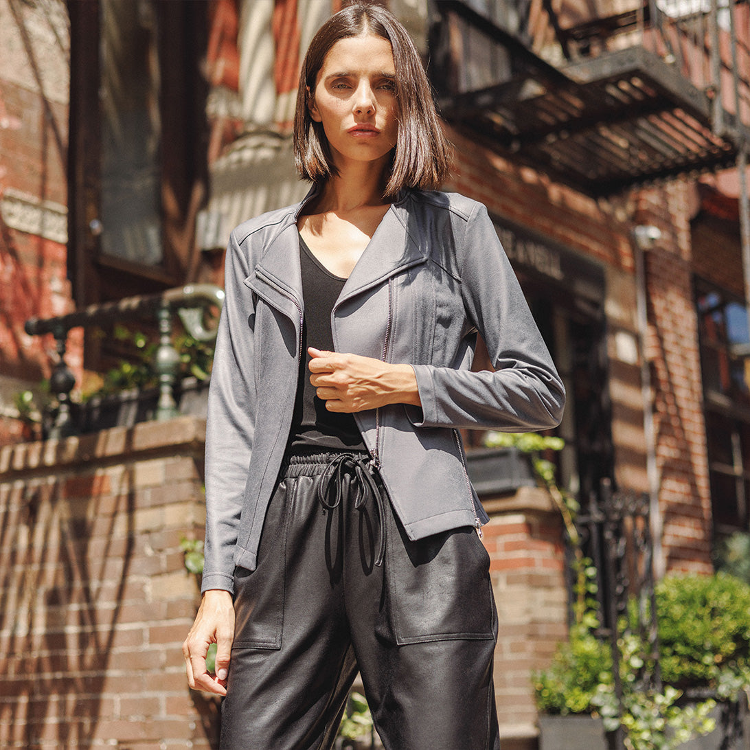 Liquid Leather™ Signature Jacket - Charcoal - Limited Sizes | Clara Sunwoo Trusted