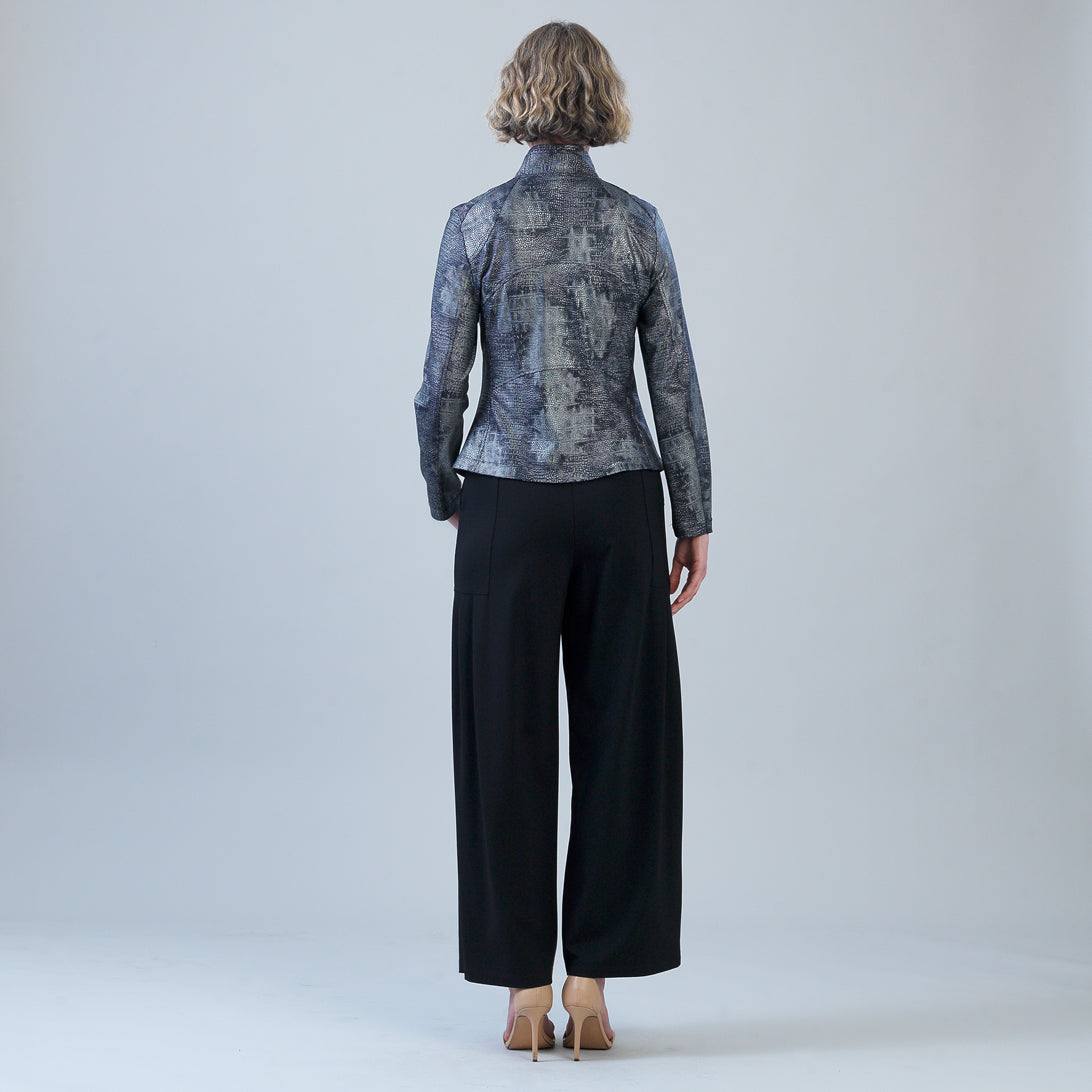 Metallic Liquid Leather™ Textured Signature Jacket - Gunmetal Silver | Clara Sunwoo Exclusive