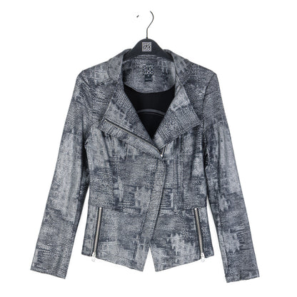 Metallic Liquid Leather™ Textured Signature Jacket - Gunmetal Silver | Clara Sunwoo Exclusive