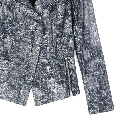 Metallic Liquid Leather™ Textured Signature Jacket - Gunmetal Silver | Clara Sunwoo Exclusive
