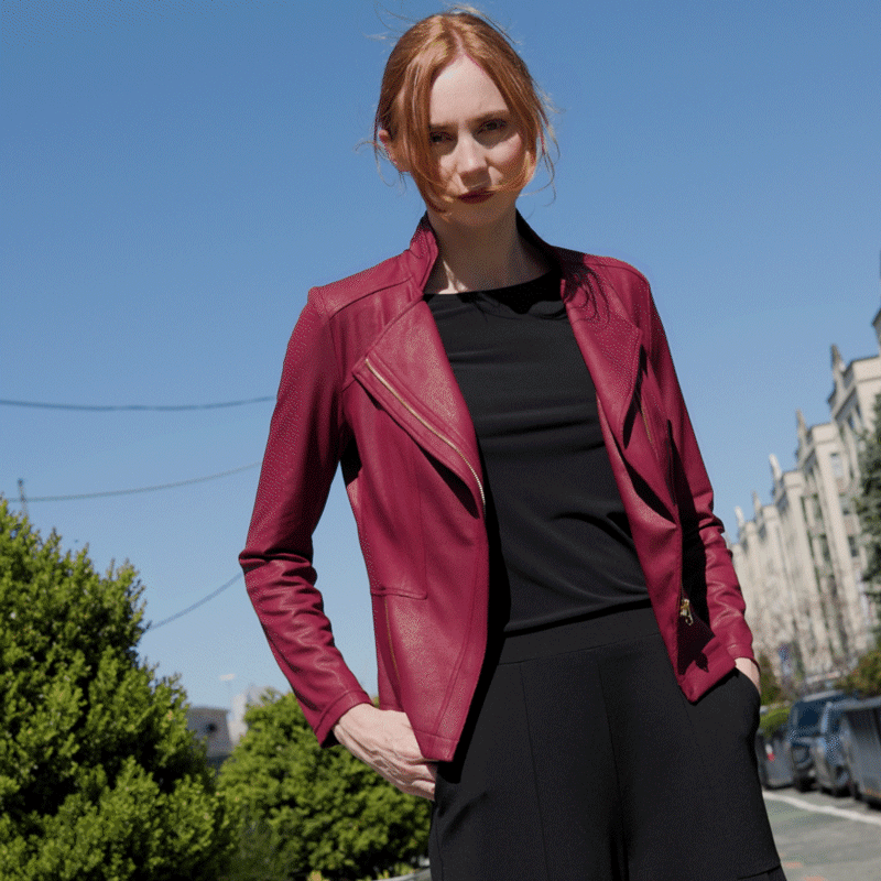 Liquid Leather™ Signature Jacket - Merlot | Clara Sunwoo Customer Favorite