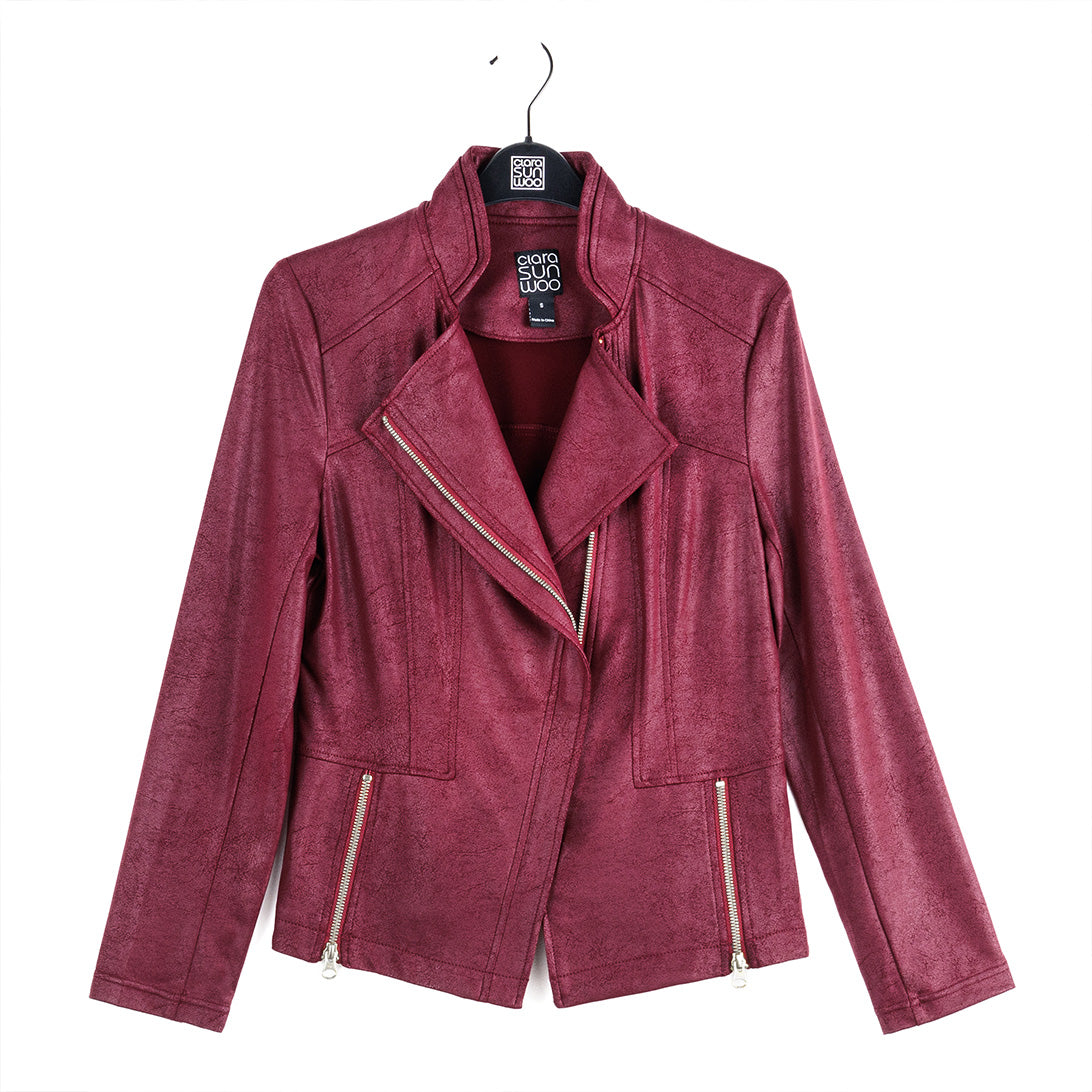 Liquid Leather™ Signature Jacket - Merlot | Clara Sunwoo Customer Favorite