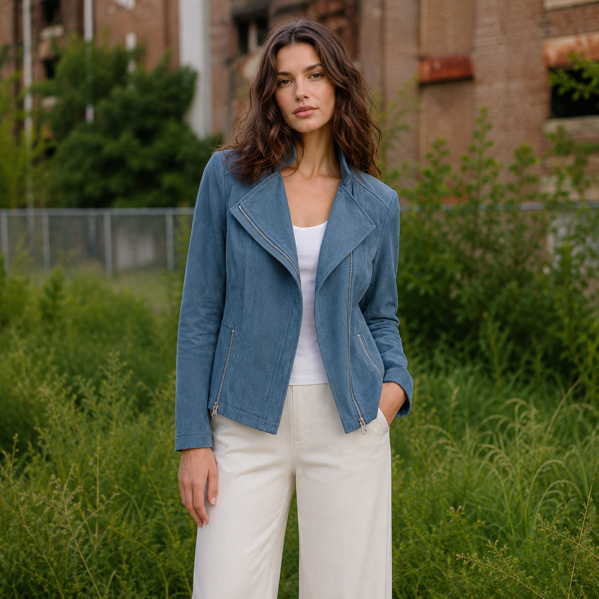 Soft Suede - Signature Jacket - Blue Moss | Clara Sunwoo Premium