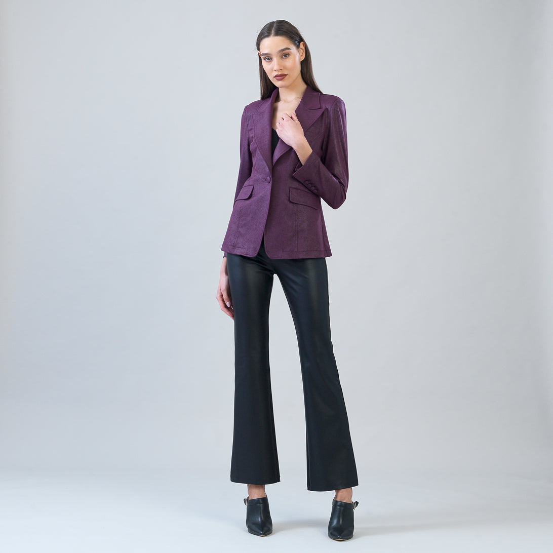 Liquid Leather™ Signature Pocket Blazer - Plum | Clara Sunwoo Quality