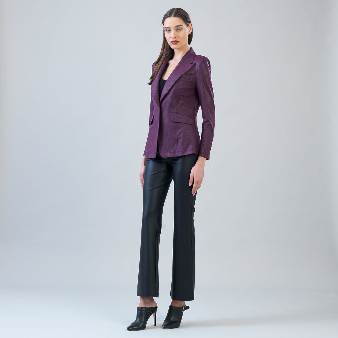 Liquid Leather™ Signature Pocket Blazer - Plum | Clara Sunwoo Quality