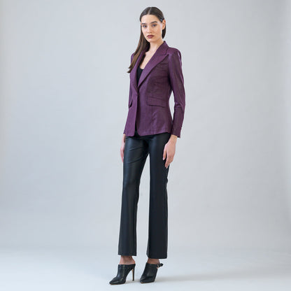 Liquid Leather™ Signature Pocket Blazer - Plum | Clara Sunwoo Quality