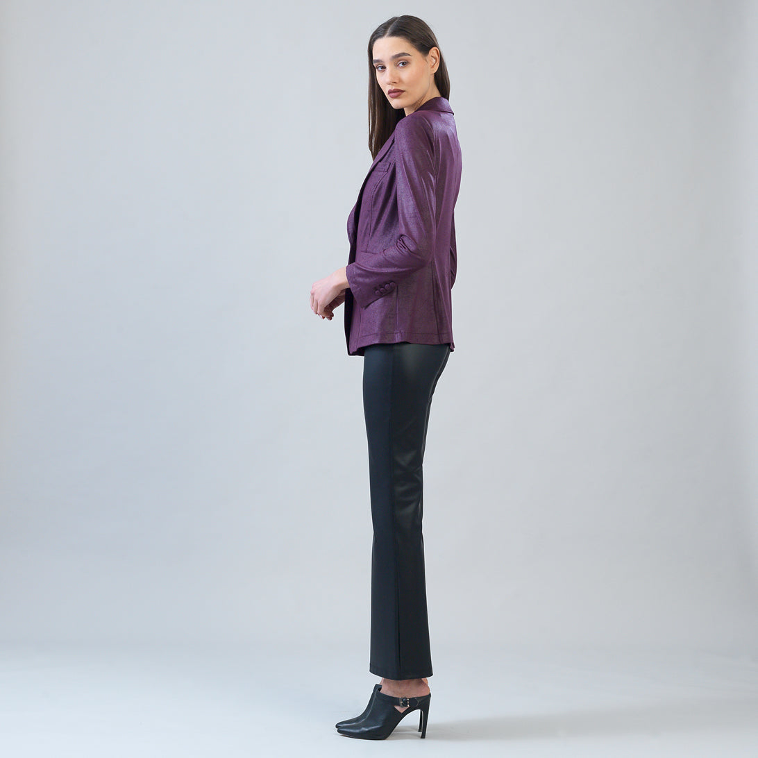 Liquid Leather™ Signature Pocket Blazer - Plum | Clara Sunwoo Quality