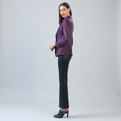Liquid Leather™ Signature Pocket Blazer - Plum | Clara Sunwoo Quality
