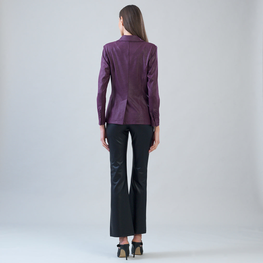 Liquid Leather™ Signature Pocket Blazer - Plum | Clara Sunwoo Quality