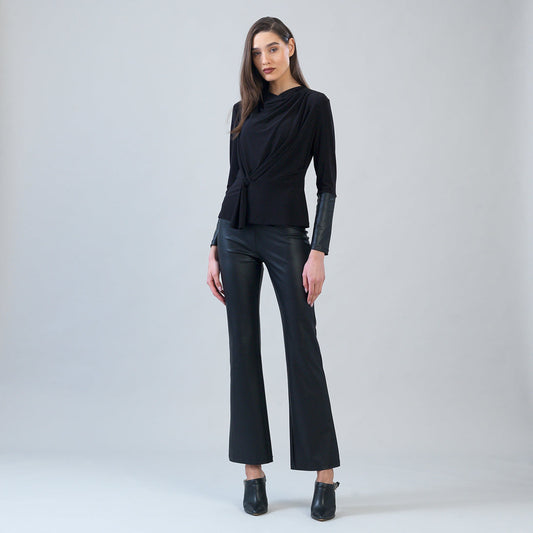 Loop Front Liquid Leather Cuff Top - Black - Final Sale | Clara Sunwoo Hot Sale
