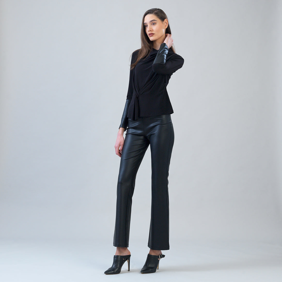 Loop Front Liquid Leather Cuff Top - Black - Final Sale | Clara Sunwoo Hot Sale