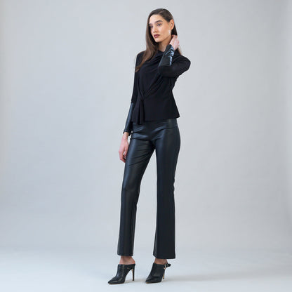 Loop Front Liquid Leather Cuff Top - Black - Final Sale | Clara Sunwoo Hot Sale