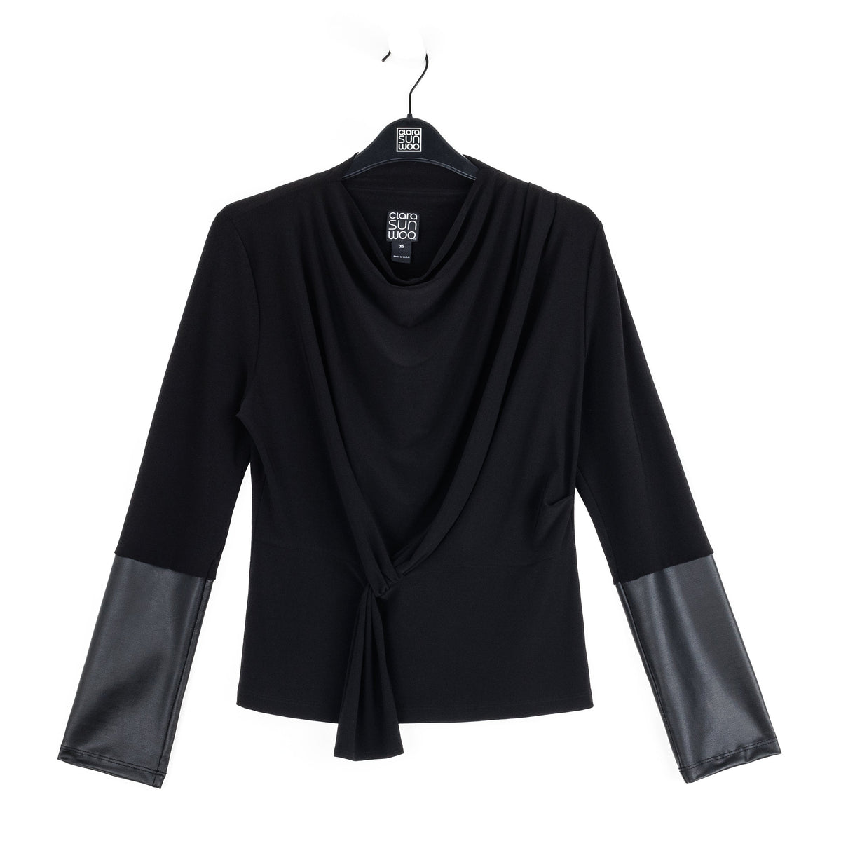 Loop Front Liquid Leather Cuff Top - Black - Final Sale | Clara Sunwoo Hot Sale