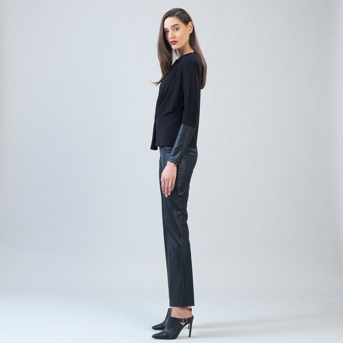 Loop Front Liquid Leather Cuff Top - Black - Final Sale | Clara Sunwoo Hot Sale