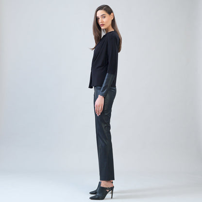 Loop Front Liquid Leather Cuff Top - Black - Final Sale | Clara Sunwoo Hot Sale