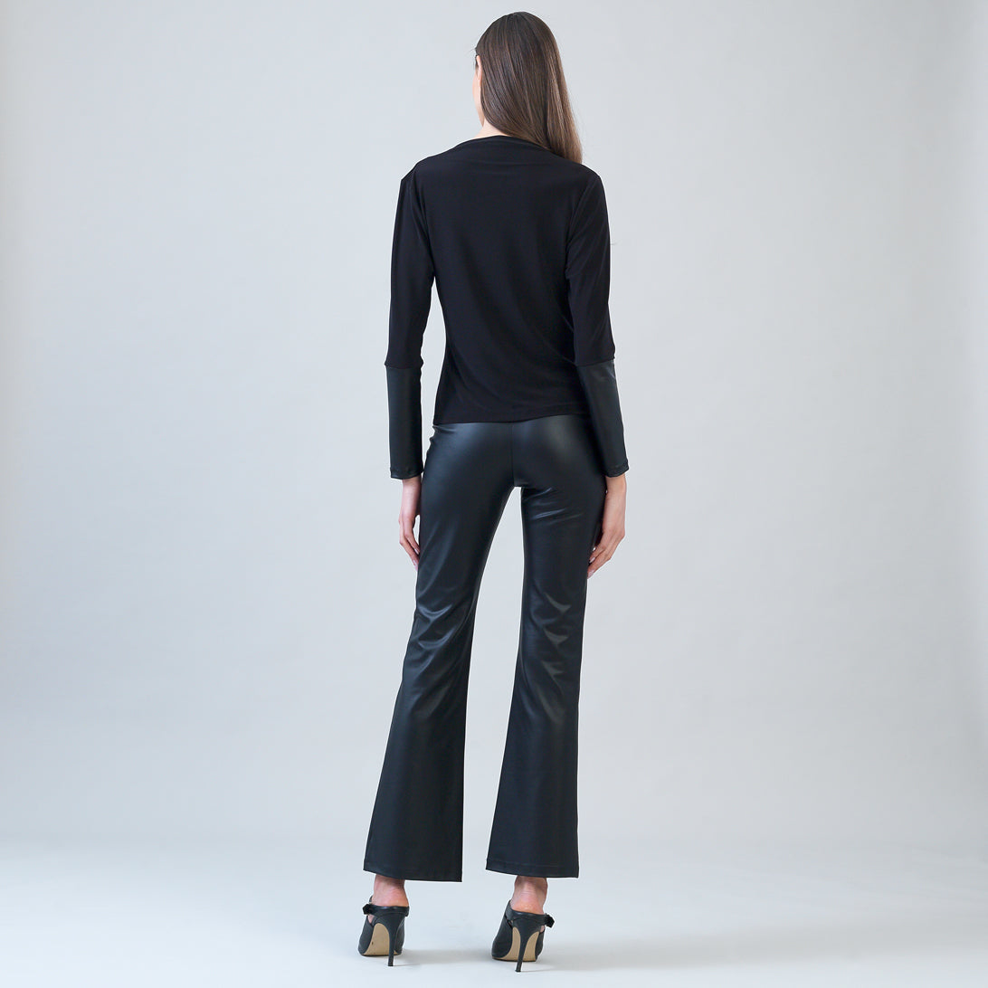 Loop Front Liquid Leather Cuff Top - Black - Final Sale | Clara Sunwoo Hot Sale