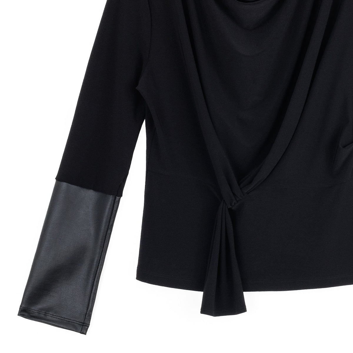 Loop Front Liquid Leather Cuff Top - Black - Final Sale | Clara Sunwoo Hot Sale