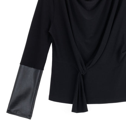 Loop Front Liquid Leather Cuff Top - Black - Final Sale | Clara Sunwoo Hot Sale