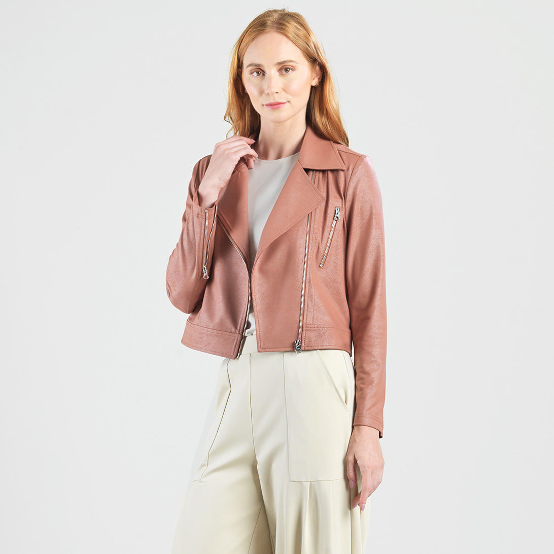 Liquid Leather™ Zip Cuff Moto Waist Jacket - Tan - Final Sale | Clara Sunwoo Great Value