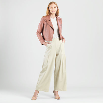 Liquid Leather™ Zip Cuff Moto Waist Jacket - Tan - Final Sale | Clara Sunwoo Great Value