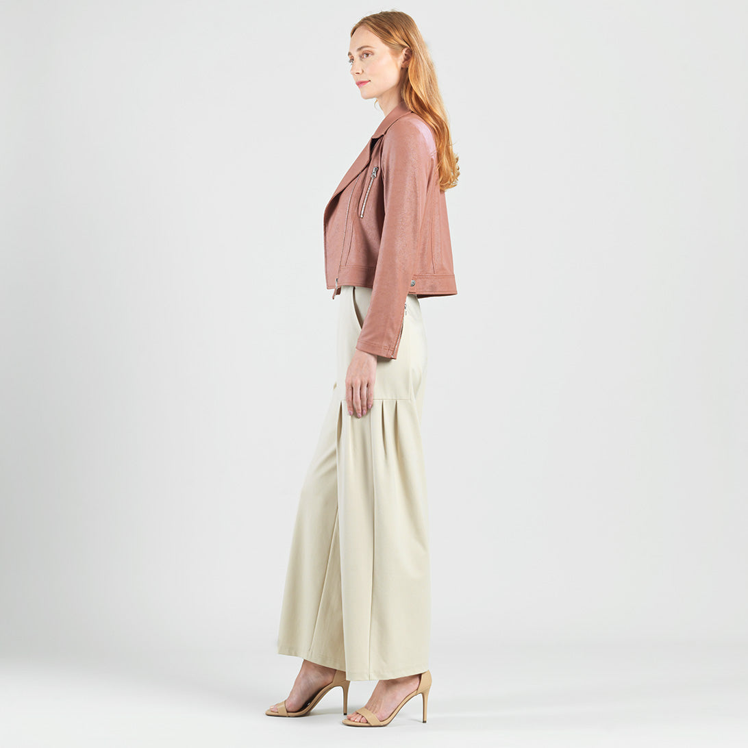 Liquid Leather™ Zip Cuff Moto Waist Jacket - Tan - Final Sale | Clara Sunwoo Great Value