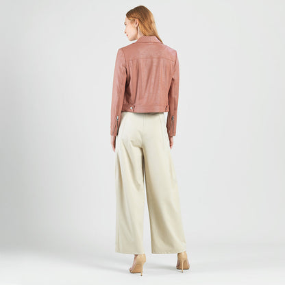 Liquid Leather™ Zip Cuff Moto Waist Jacket - Tan - Final Sale | Clara Sunwoo Great Value