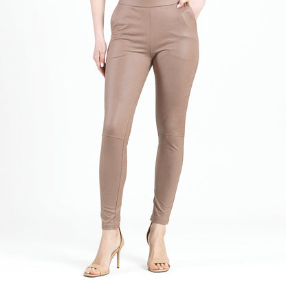 Liquid Leather™ Signature Skinny Pocket Pant - Taupe - Final Sale | Clara Sunwoo Trusted