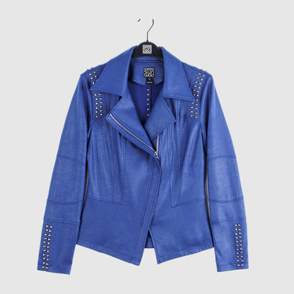 Liquid Leather™ Studded Jacket - Cobalt - Final Sale | Clara Sunwoo Everyday