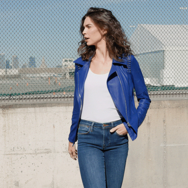Liquid Leather™ Studded Jacket - Cobalt - Final Sale | Clara Sunwoo Everyday