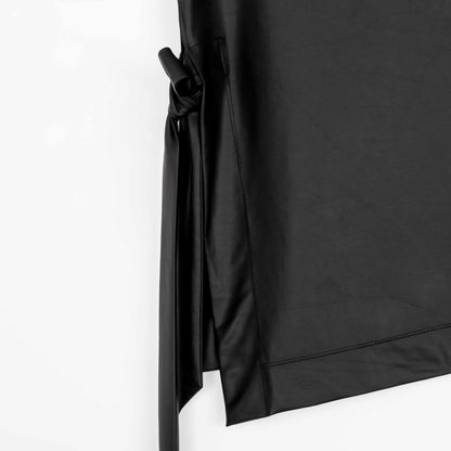 Liquid Leather™ - Funnel Neck Side Vent Tie Tunic - Black - Final Sale! | Clara Sunwoo Classic