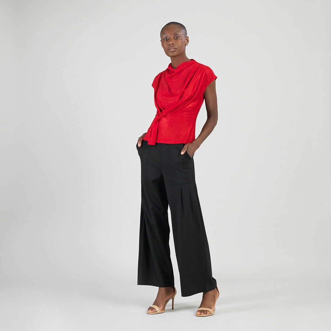 Glimmer Speck - Drape Neck Loop Front Top - Red - Final Sale | Clara Sunwoo Top Pick