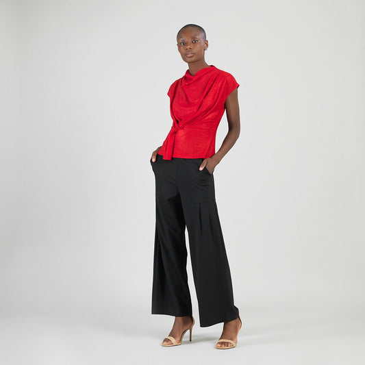 Glimmer Speck - Drape Neck Loop Front Top - Red - Final Sale | Clara Sunwoo Top Pick