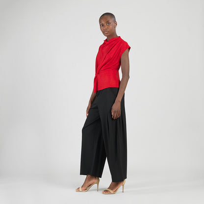 Glimmer Speck - Drape Neck Loop Front Top - Red - Final Sale | Clara Sunwoo Top Pick