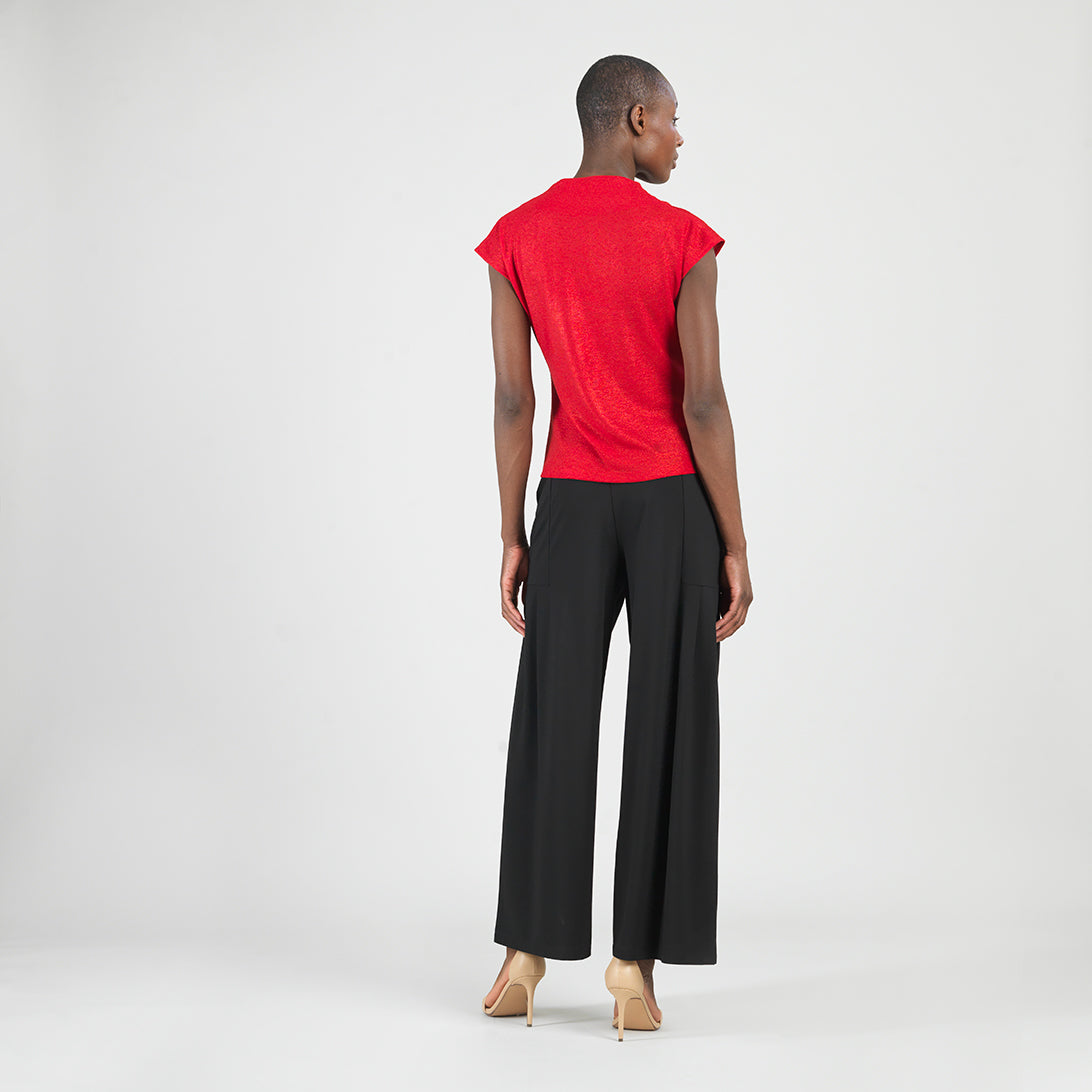 Glimmer Speck - Drape Neck Loop Front Top - Red - Final Sale | Clara Sunwoo Top Pick
