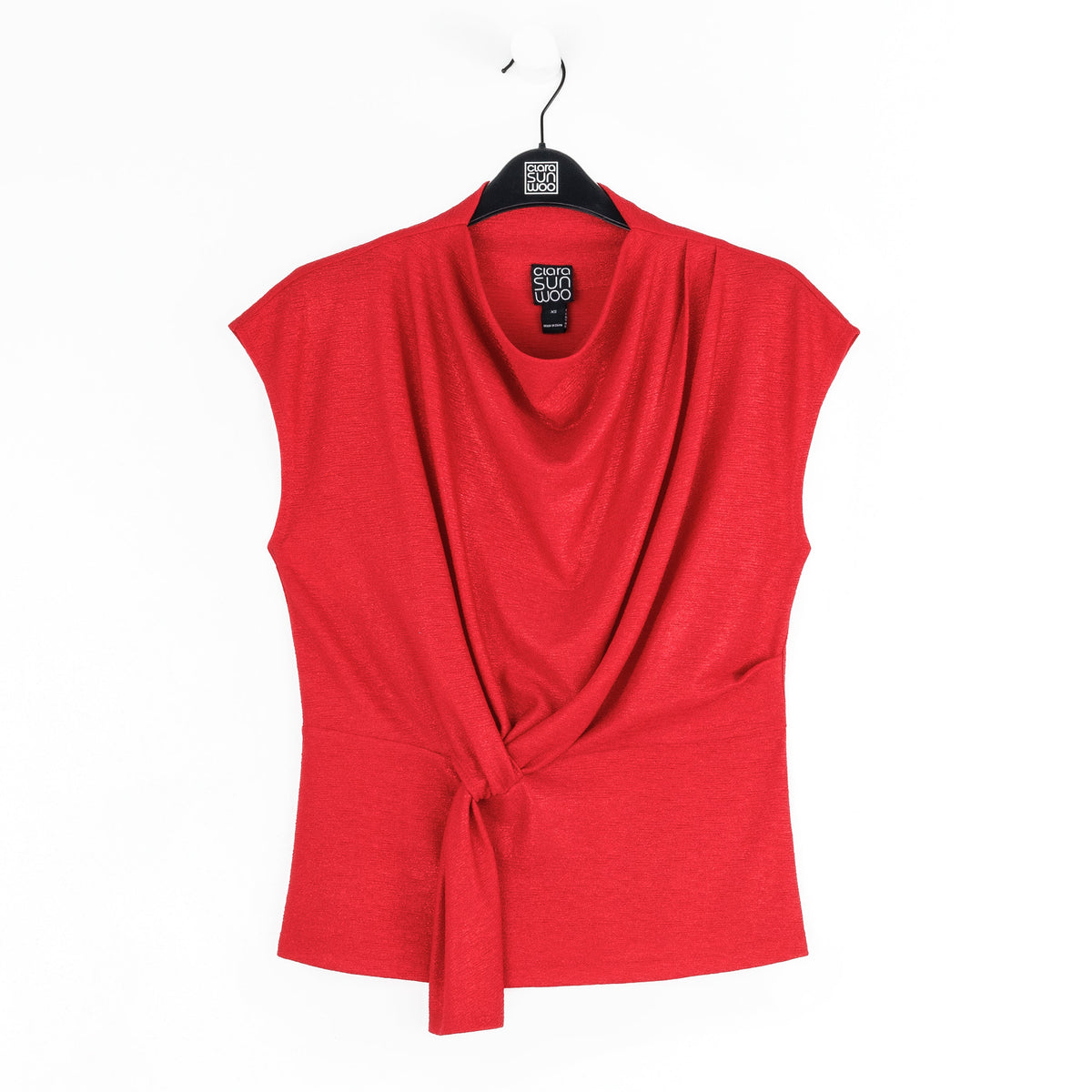Glimmer Speck - Drape Neck Loop Front Top - Red - Final Sale | Clara Sunwoo Top Pick