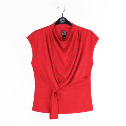 Glimmer Speck - Drape Neck Loop Front Top - Red - Final Sale | Clara Sunwoo Top Pick
