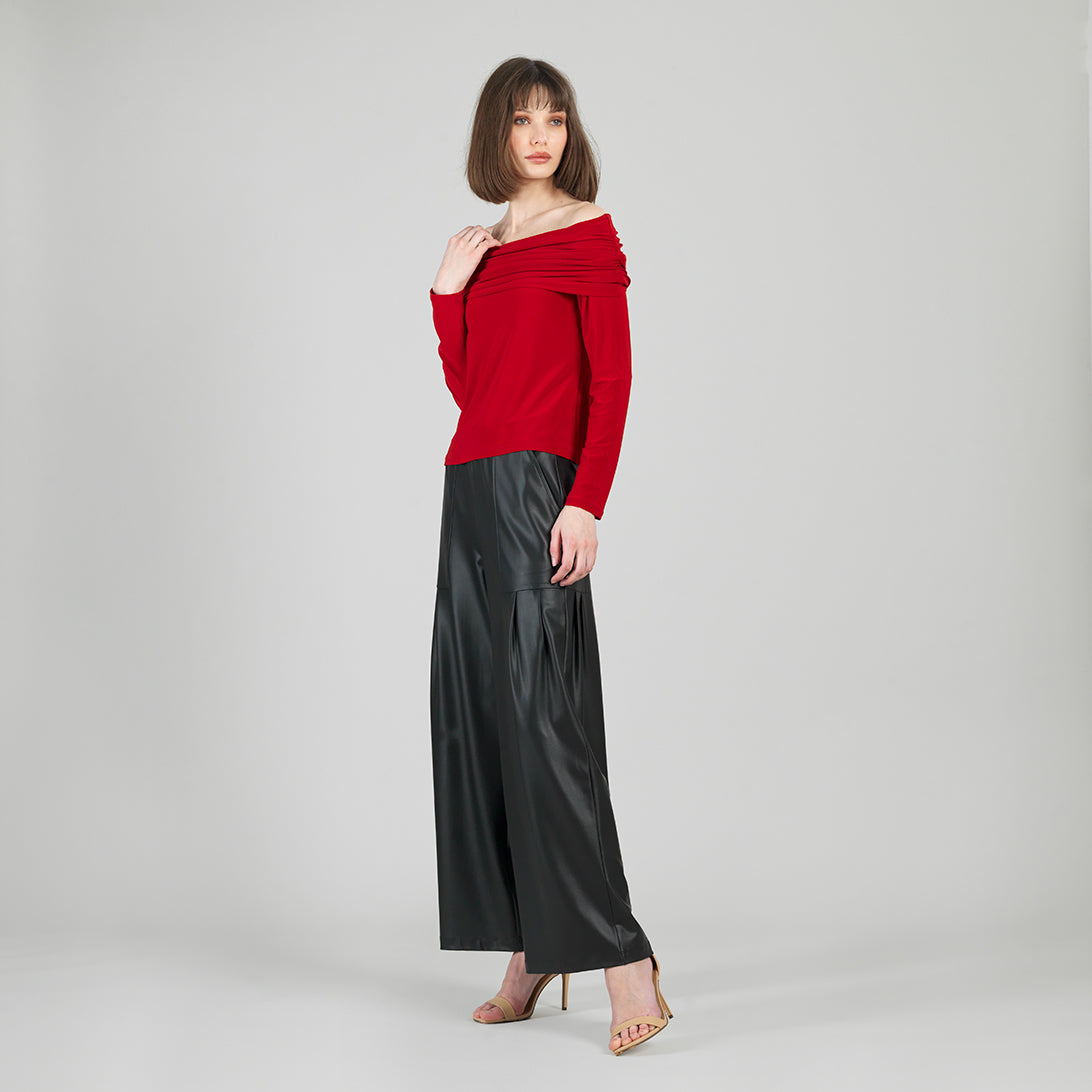 Ruched Off-Shoulder Top - Red - Final Sale | Clara Sunwoo Hot Sale