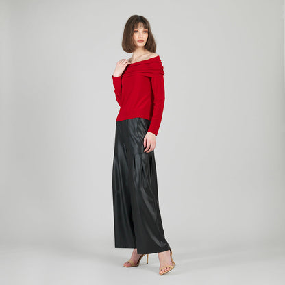 Ruched Off-Shoulder Top - Red - Final Sale | Clara Sunwoo Hot Sale