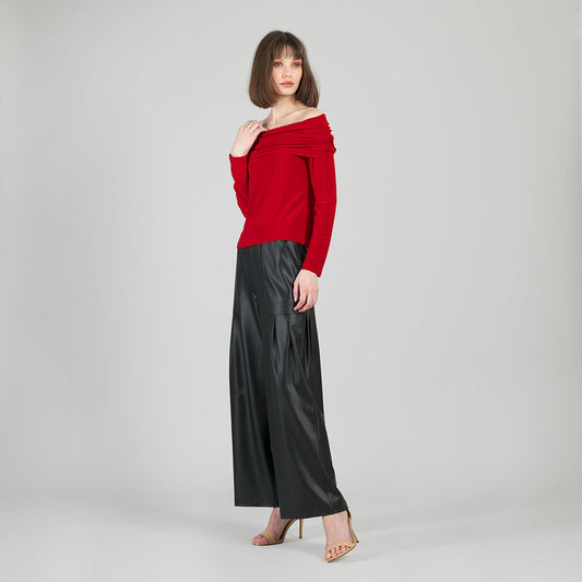 Ruched Off-Shoulder Top - Red - Final Sale | Clara Sunwoo Hot Sale