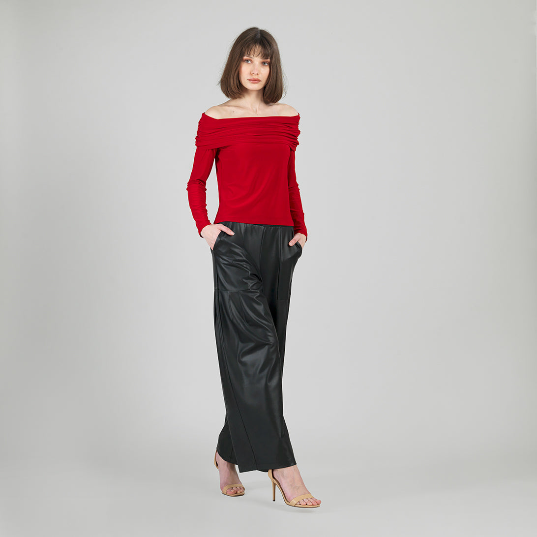 Ruched Off-Shoulder Top - Red - Final Sale | Clara Sunwoo Hot Sale